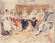 Eugene Delacroix Men and Women in an interior oil painting